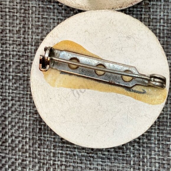 Vintage Delft Holland Brooch Set 1.5 & 1.25 In Floral Blue White Ceramic Signed - Picture 8 of 8